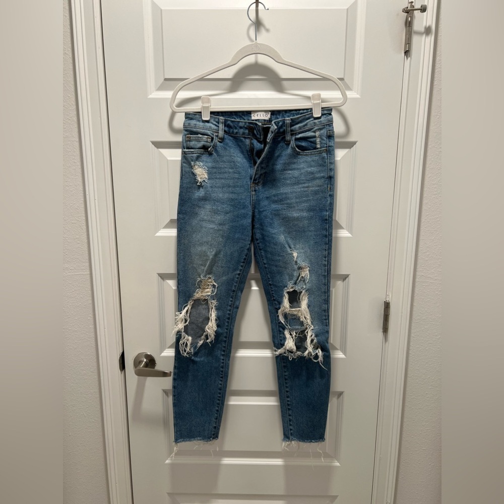Lulu's Cello High Rise Waisted Denim Distressed Jeans 3
